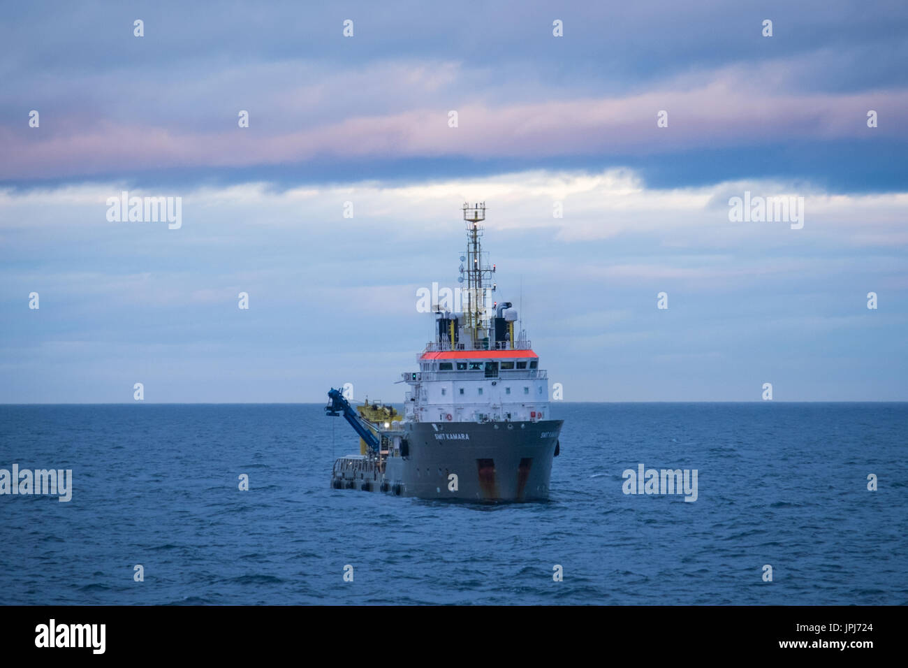 Smit Kamara travaillant sur l'éolien offshore Béatrice la pré-construction des UXO dans la campagne de Moray, en Écosse Banque D'Images