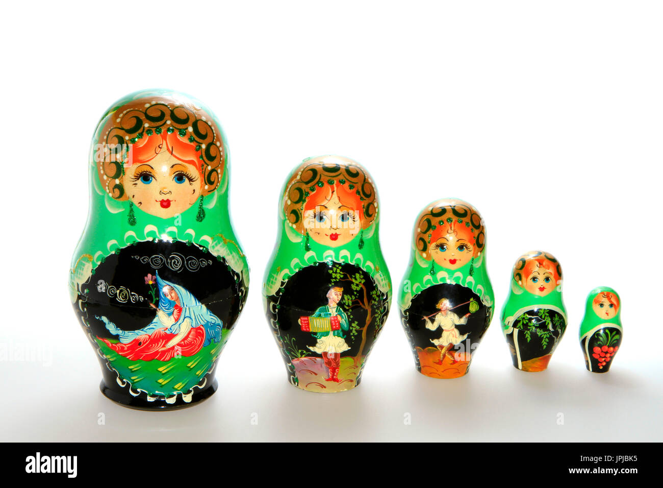 Poupées matriochka russe typique, souvenir de Russie Banque D'Images