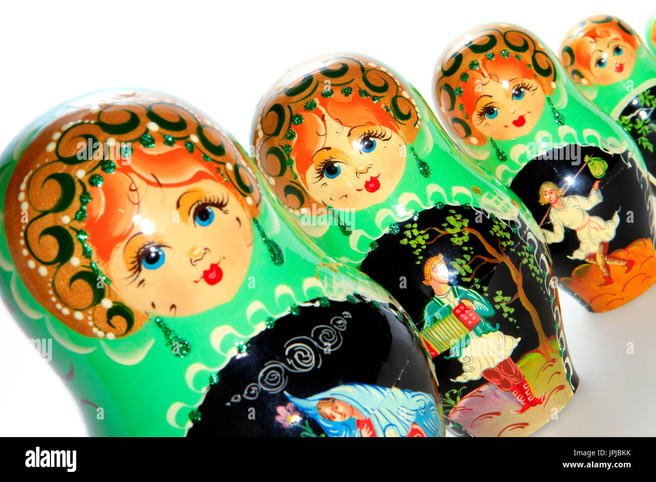 Poupées matriochka russe typique, souvenir de Russie Banque D'Images