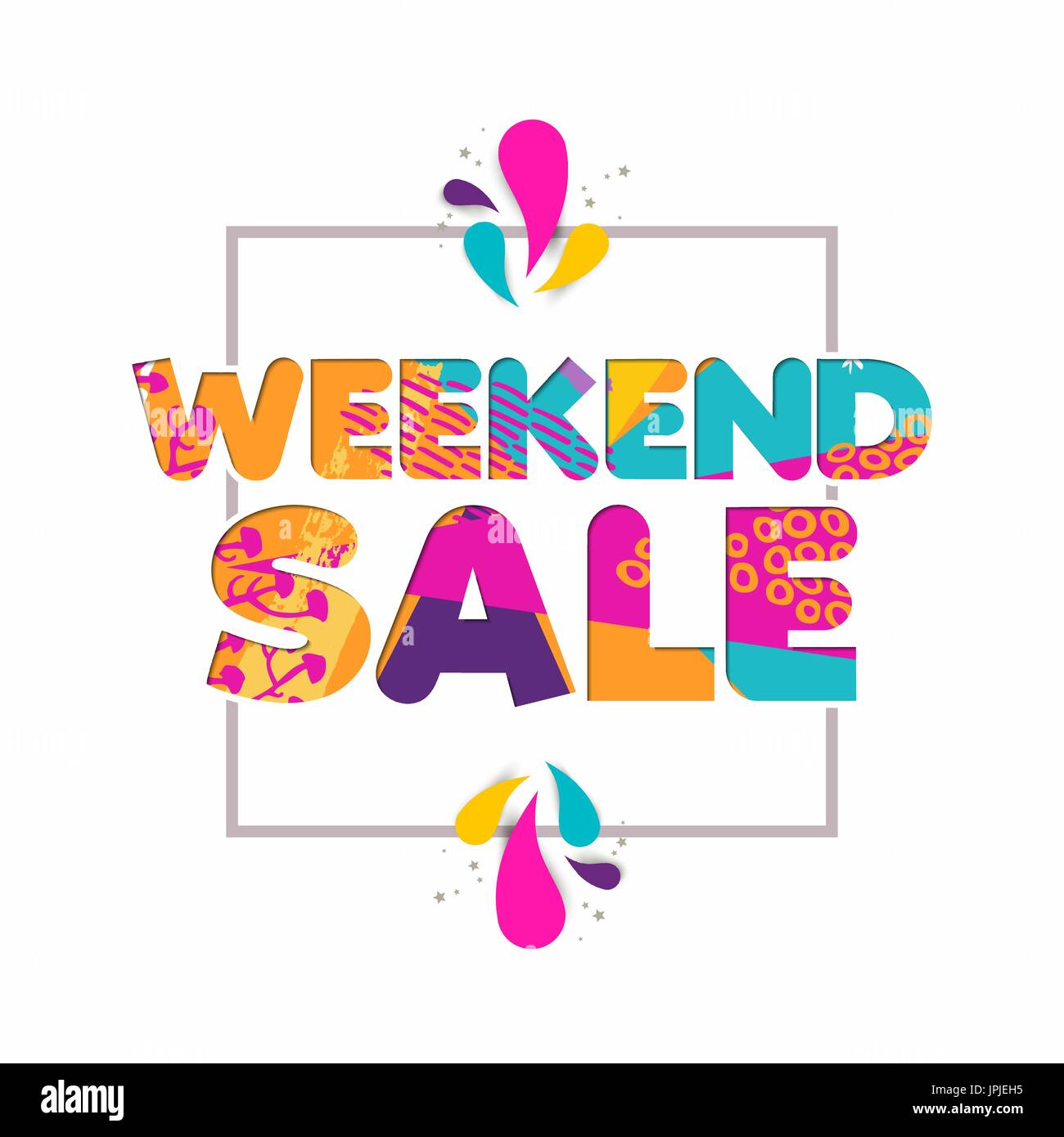 Vente offre pour le week-end multicolore offre spéciale discount, modern  typography en 3D Modèle de coupe de papier. Vecteur EPS10 Image Vectorielle  Stock - Alamy