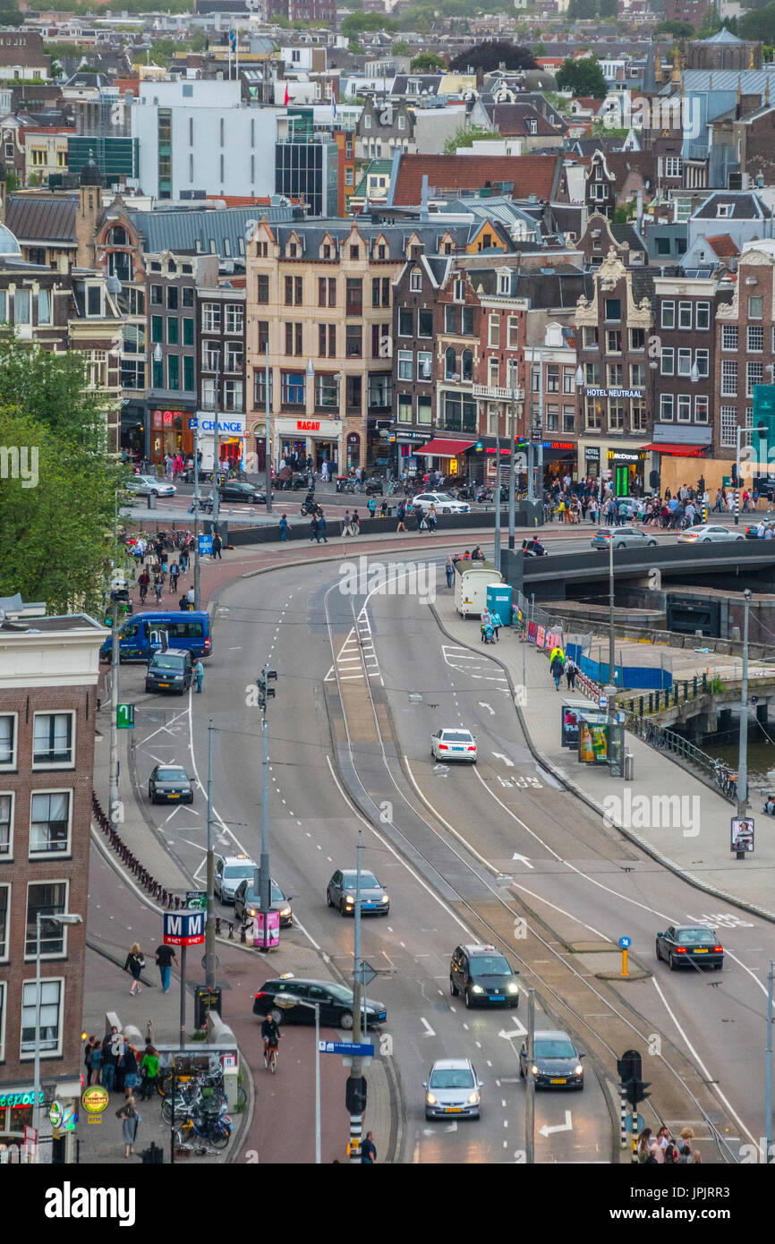 Circulation dans la ville d'Amsterdam - vue aérienne - Amsterdam - Pays-Bas 2017 Banque D'Images