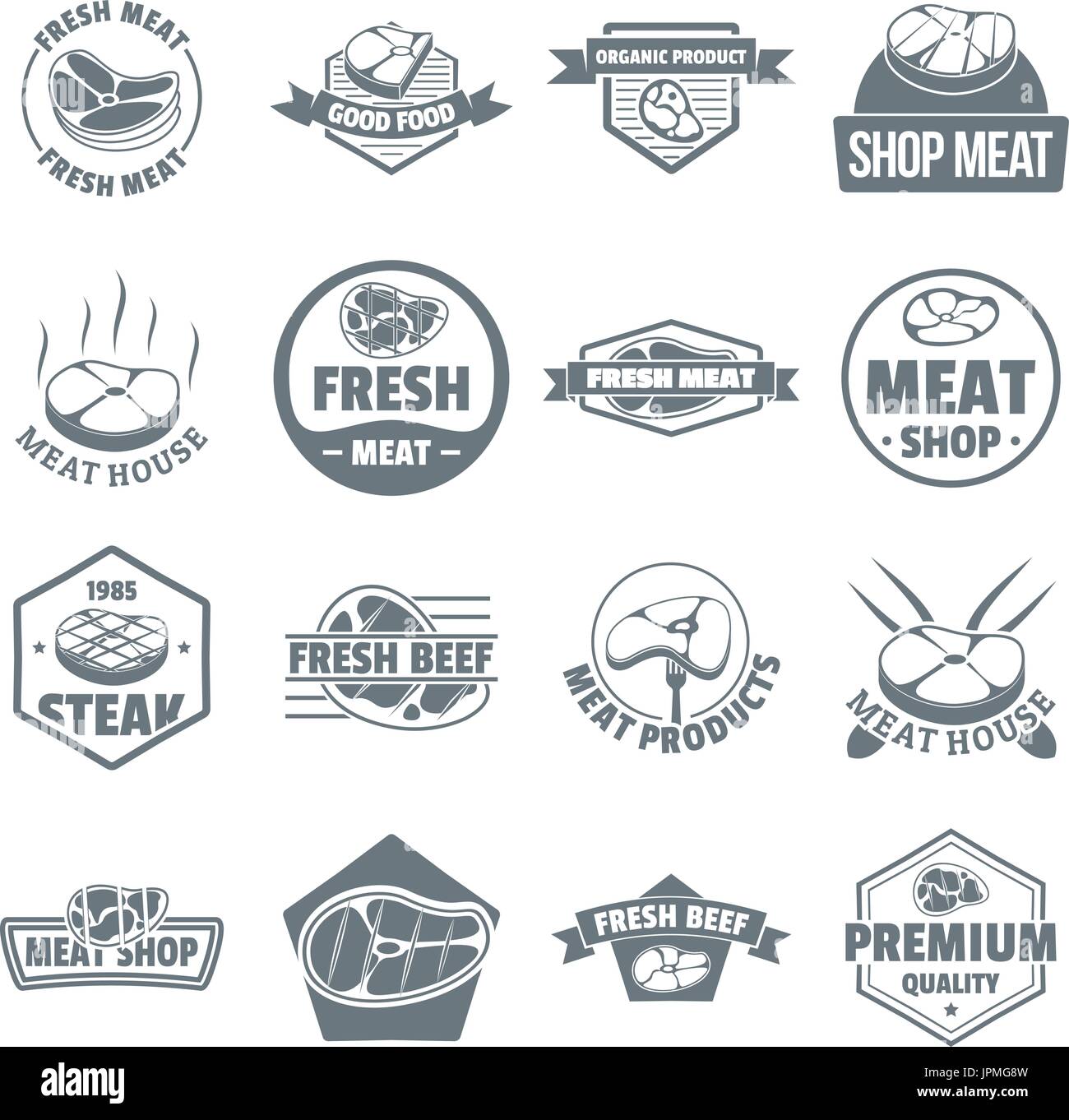 Logo icons set steak, le style simple Illustration de Vecteur