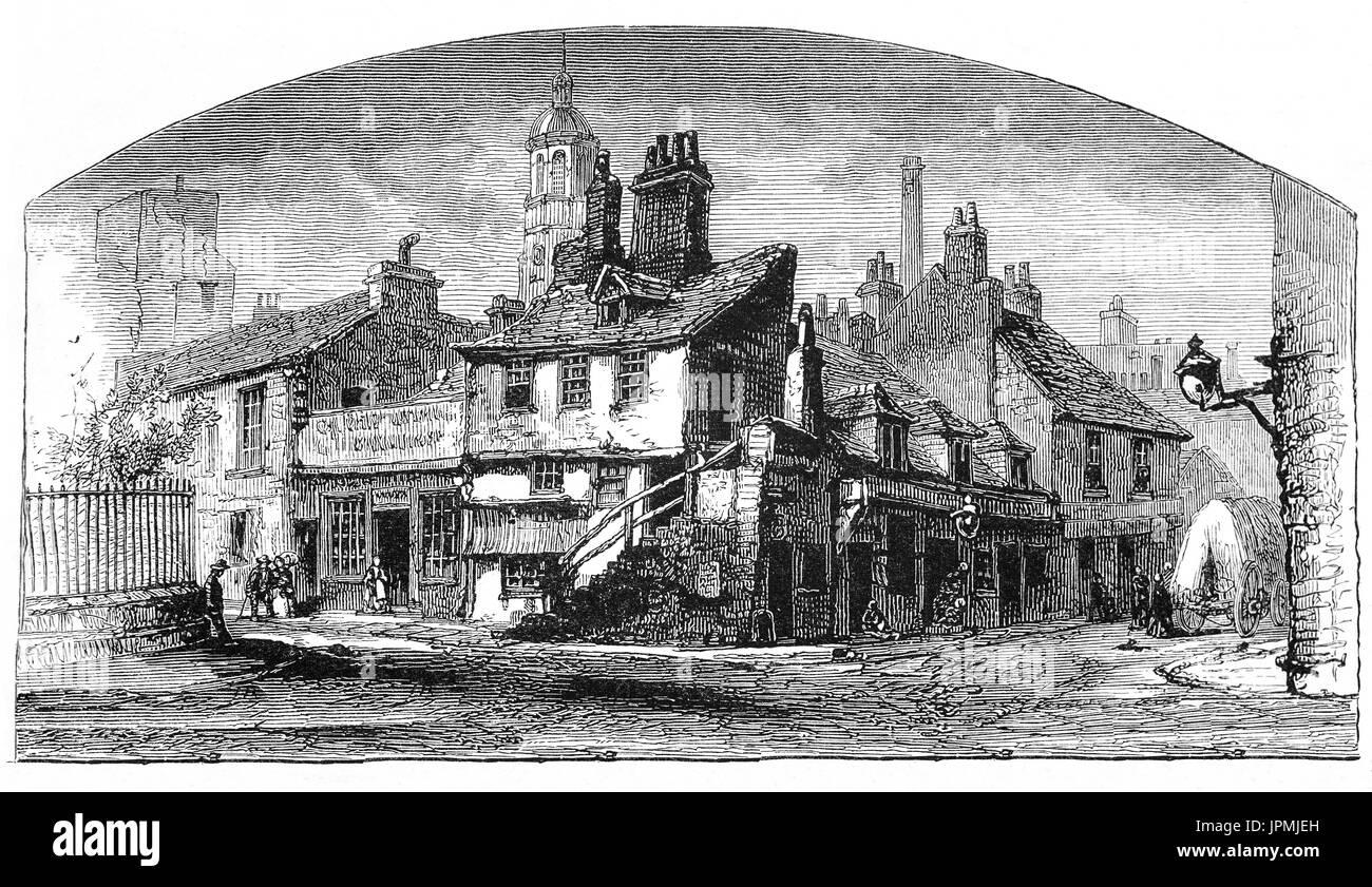 1870 : le Cowgate, une rue d'Edimbourg, Ecosse, situé à environ 550 yards (500 m) au sud-est du château d'Édimbourg, à l'intérieur de la ville, site du patrimoine mondial. Partie de la vieille ville d'Édimbourg, il était un pauvre, souvent surpeuplés bidonville au 19ème siècle, il était à la maison à une grande partie de la ville, communauté d'immigrants irlandais et surnommé 'peu d'Irlande". Edimbourg, Ecosse Banque D'Images