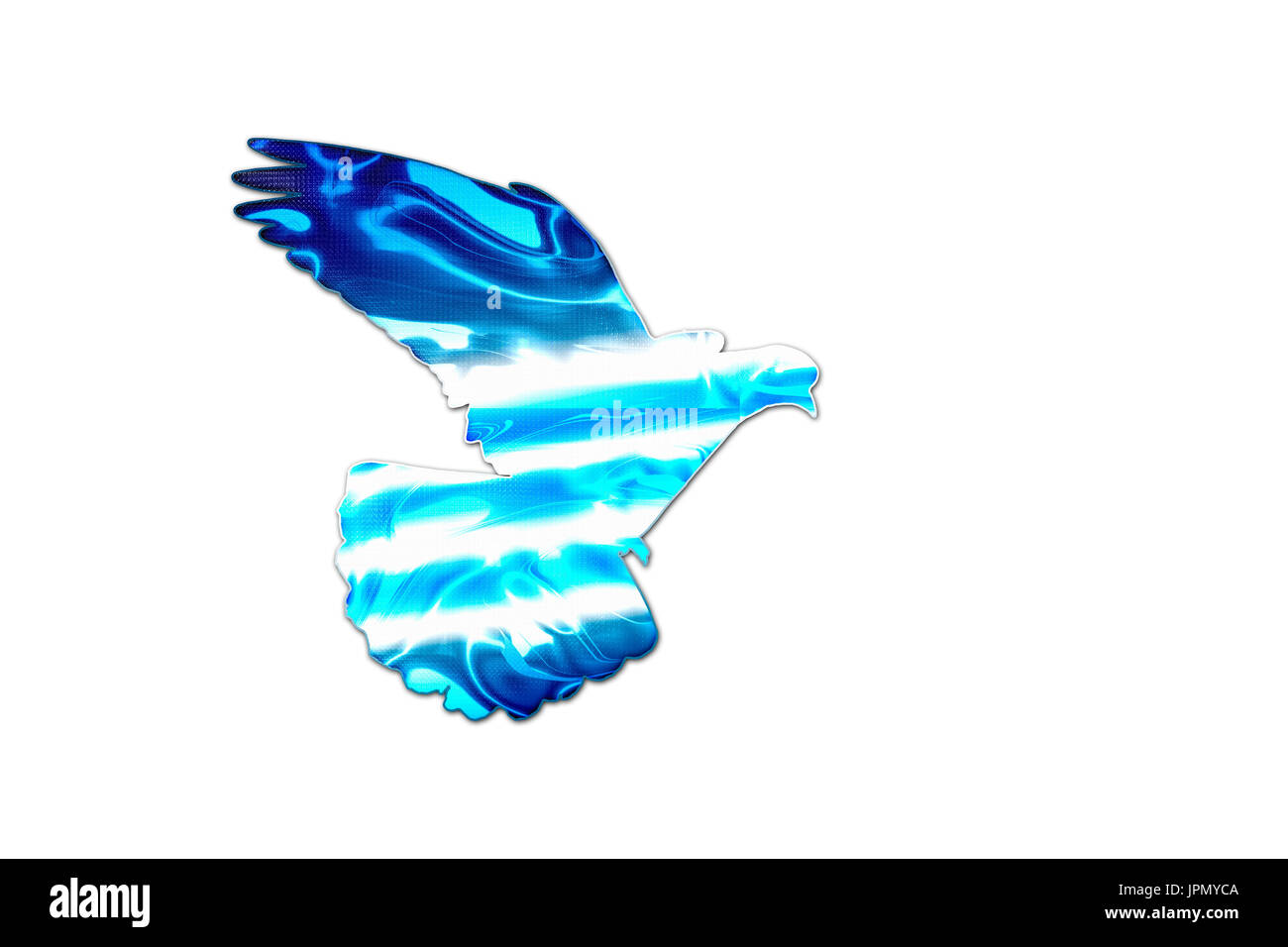 Les couleurs du drapeau grec sur la silhouette de la colombe Banque D'Images