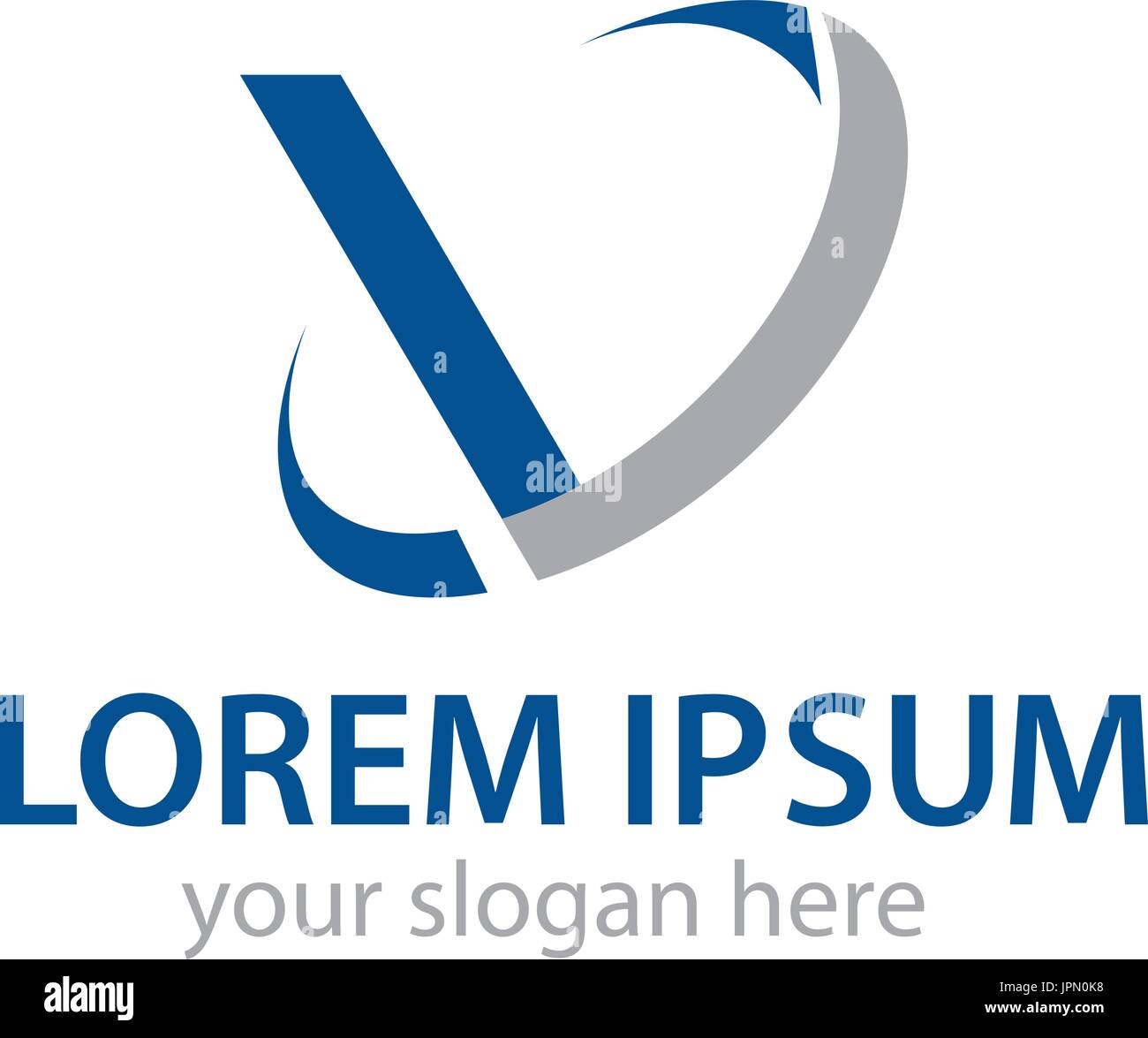 Lettre V avec swoosh, logo design, isolé sur fond blanc. Illustration de Vecteur