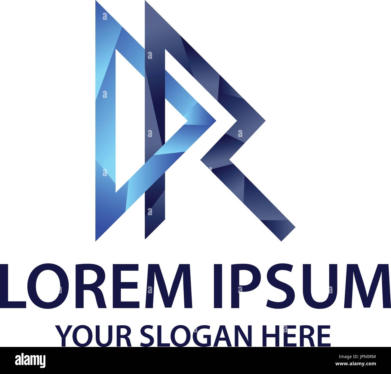 Lettre DR forme de triangle avec style polygonal, conception de logo, isolé sur fond blanc. Illustration de Vecteur