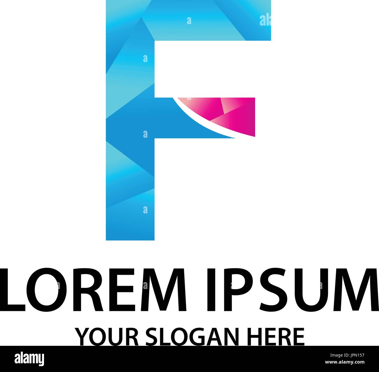 Lettre F avec style polygonal, conception de logo, isolé sur fond blanc. Illustration de Vecteur