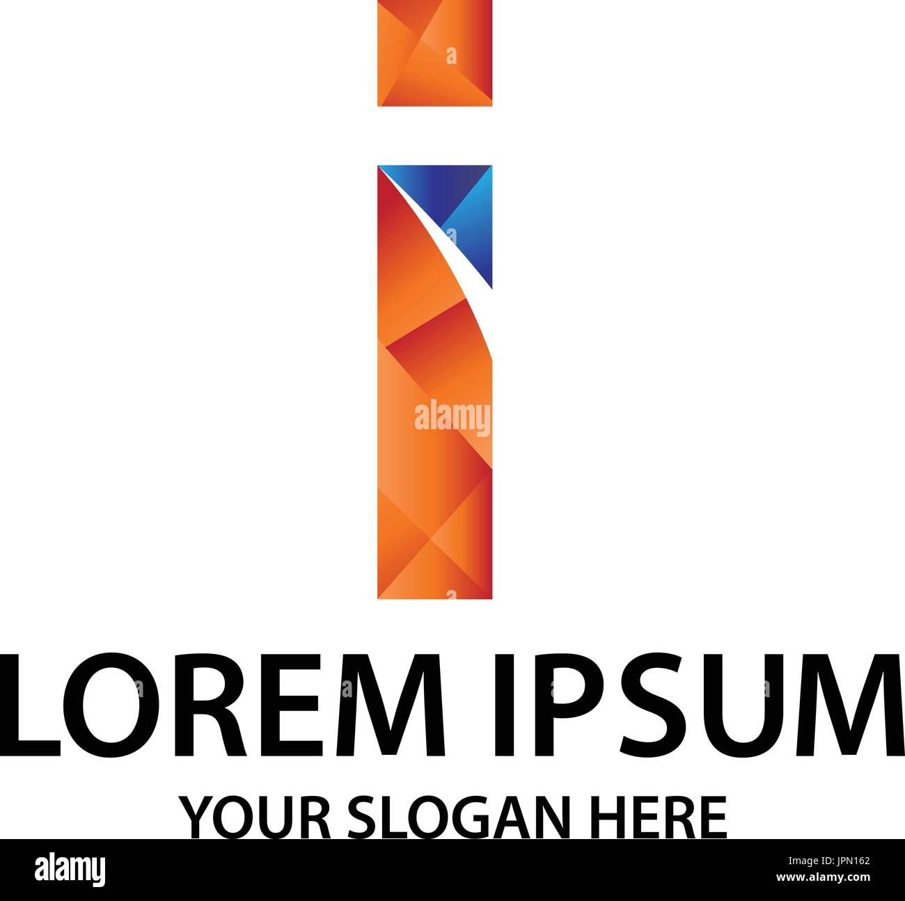 Lettre i avec style polygonal, conception de logo, isolé sur fond blanc. Illustration de Vecteur