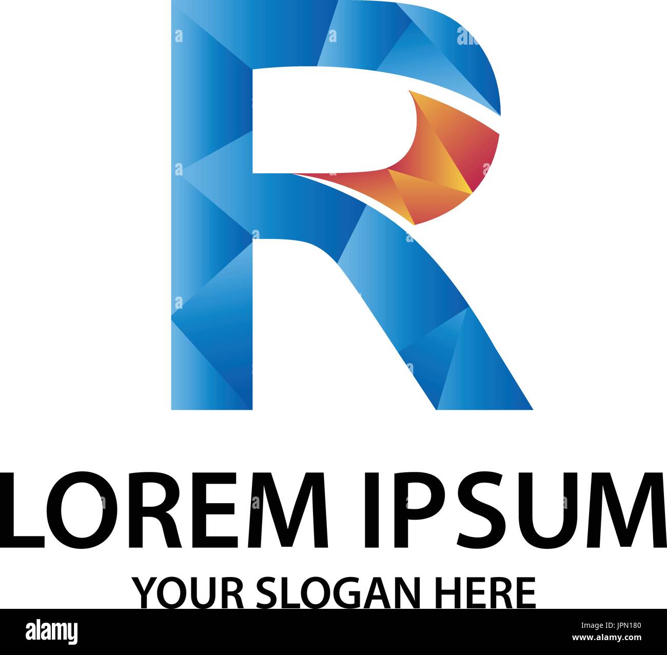 Lettre R avec style polygonal, conception de logo, isolé sur fond blanc. Illustration de Vecteur