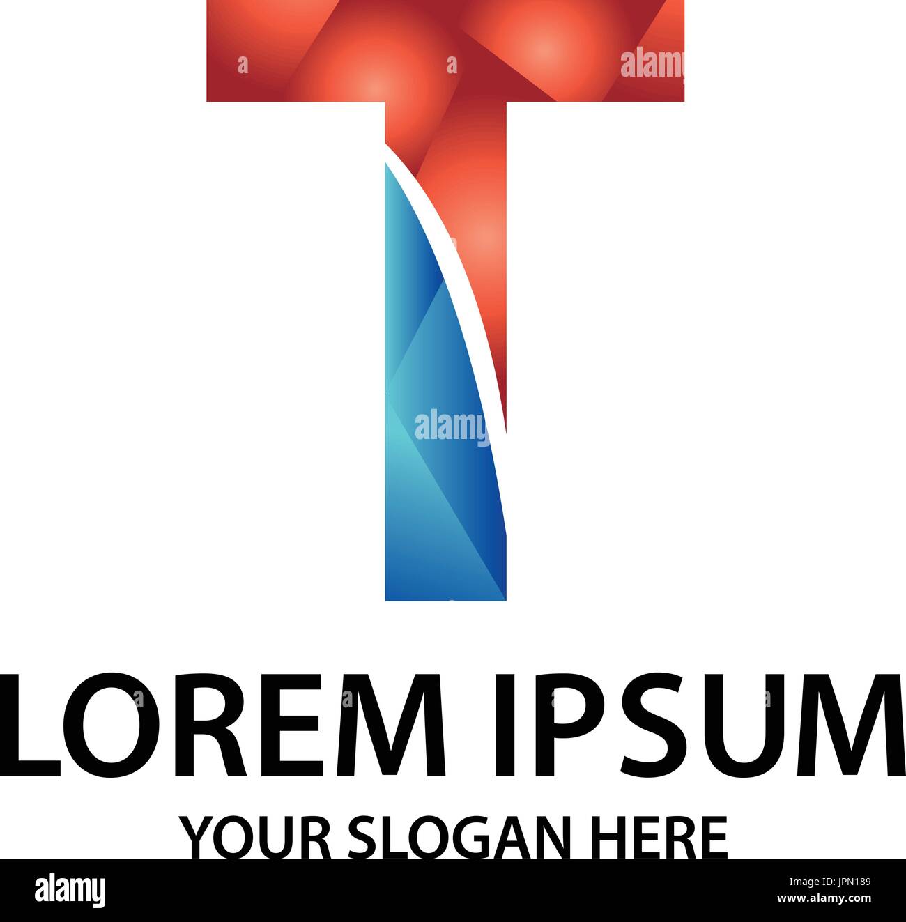 Lettre T avec style polygonal, conception de logo, isolé sur fond blanc. Illustration de Vecteur