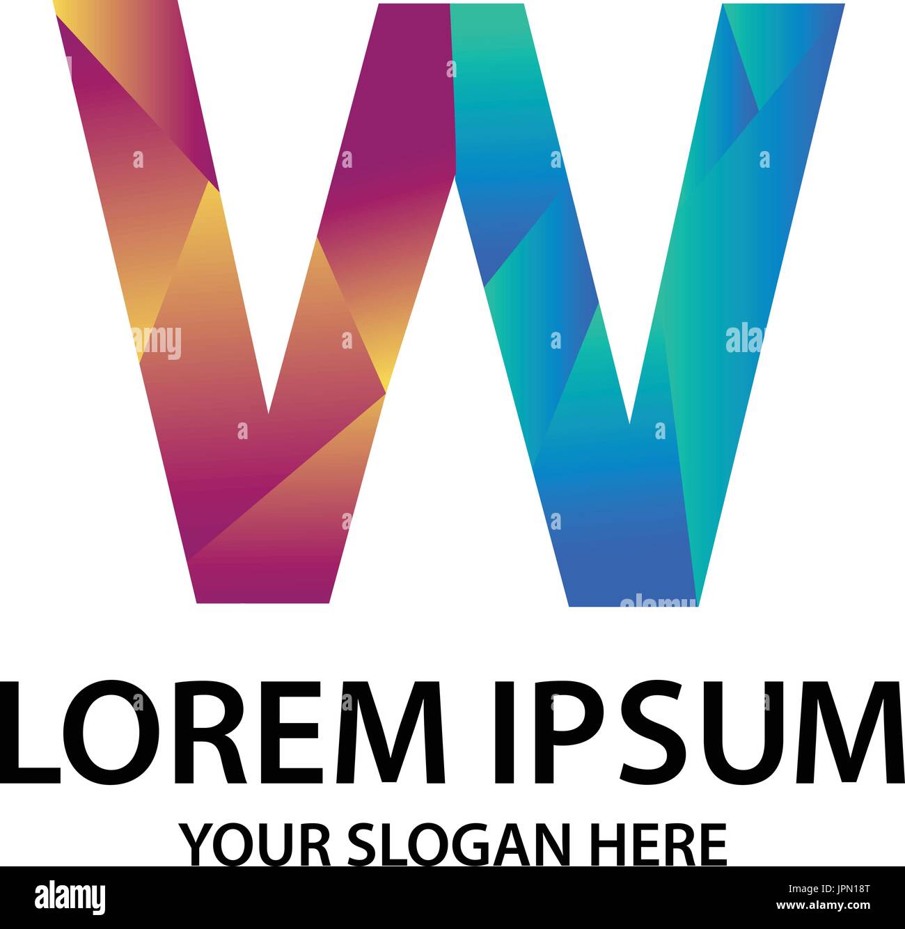 Lettre W avec style polygonal, conception de logo, isolé sur fond blanc. Illustration de Vecteur