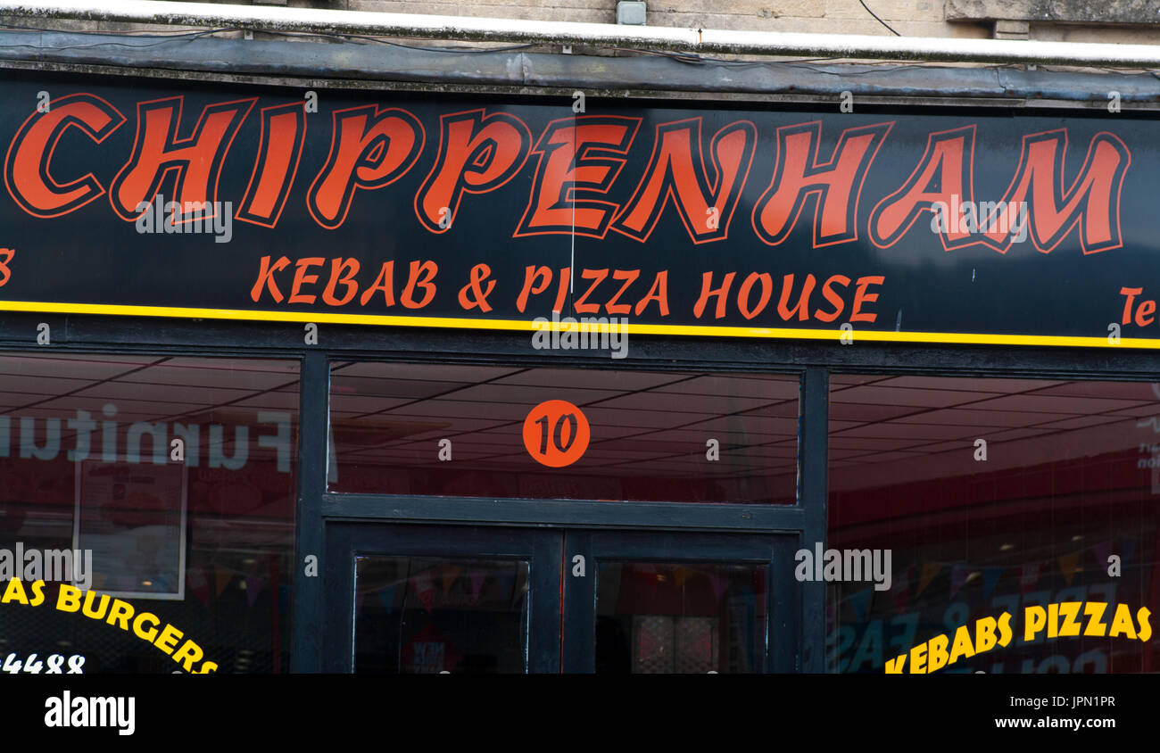 Restauration rapide Kebab et vente à emporter de Pizza Shop Sign Banque D'Images