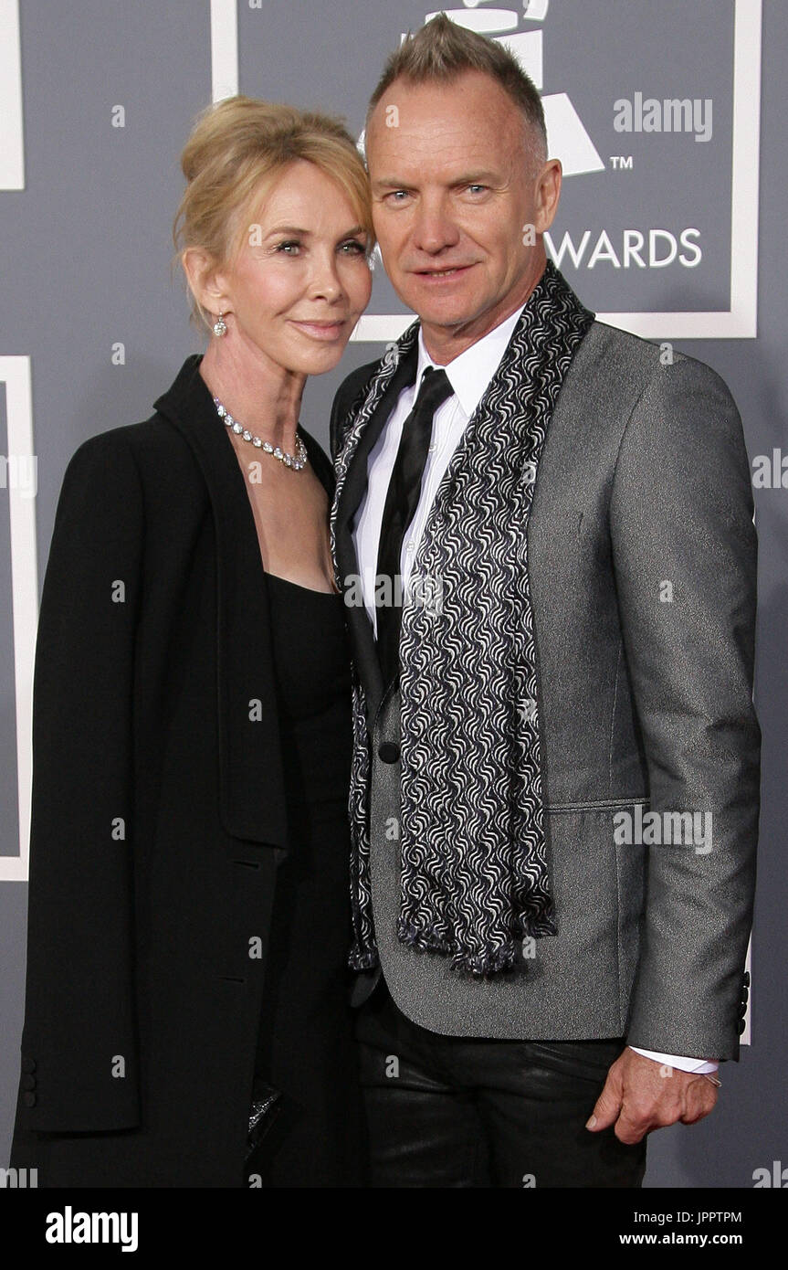 Sting et sa femme Trudie Styler au 55th Annual Grammy Awards qui a eu lieu  au Staples Center de Los Angeles, CA.L'événement a eu lieu le dimanche, 10  février 2013. Photo de
