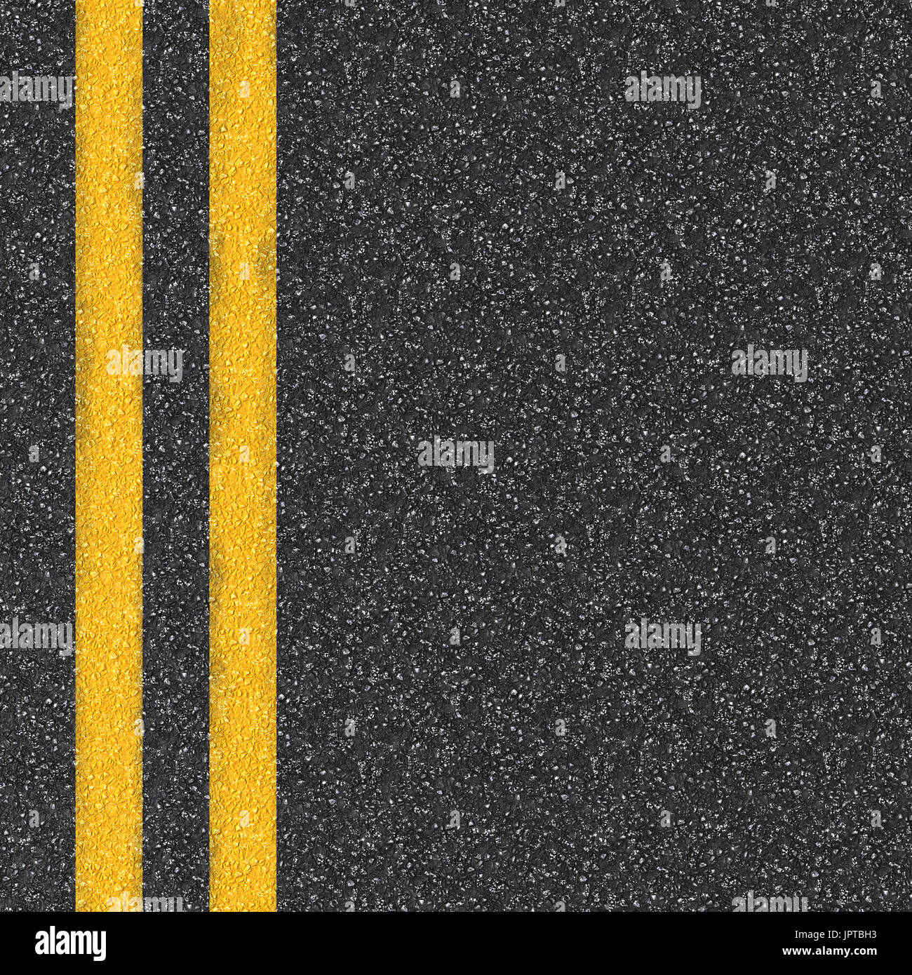 Route asphaltée en rendu 3D Vue de dessus avec des lignes jaunes Banque D'Images