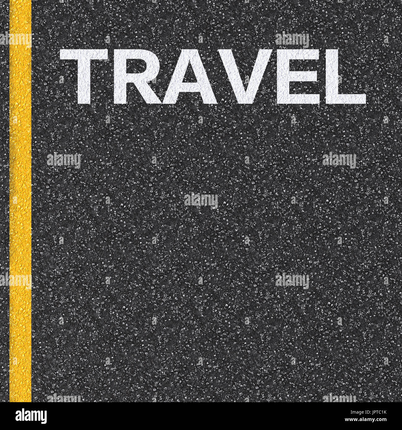 Concept de voyage avec le texte sur la route d'asphalte Banque D'Images