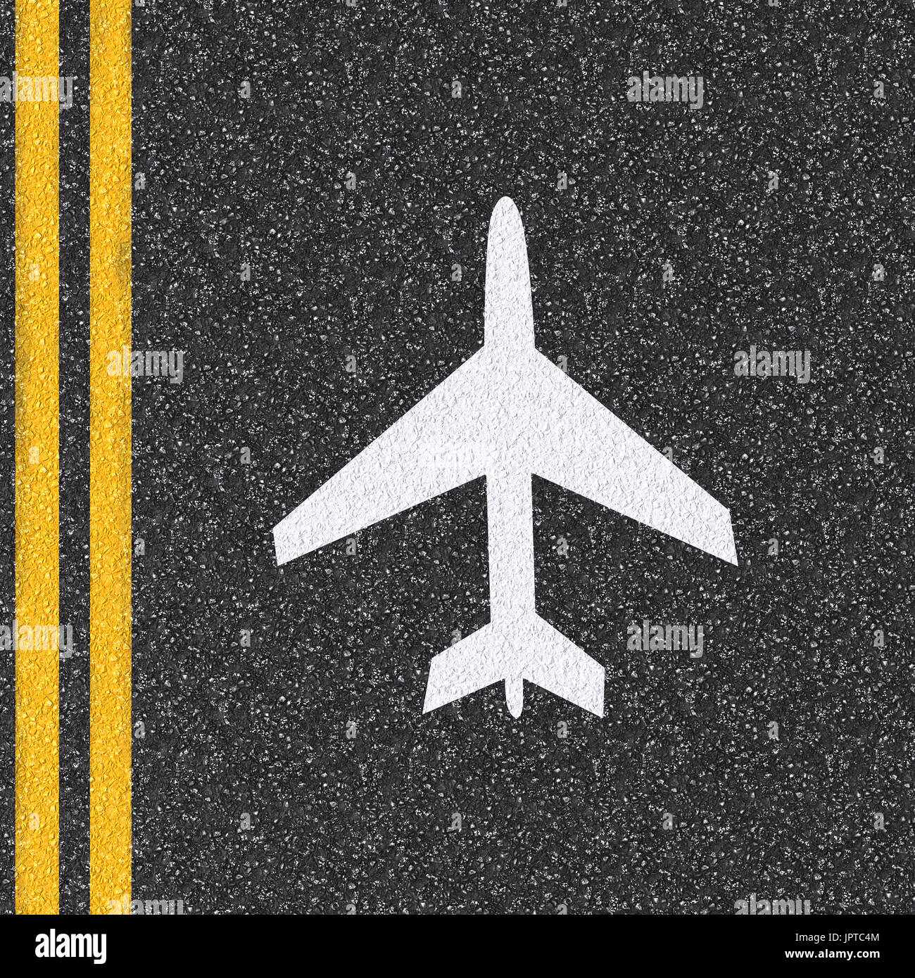 Avion en rendu 3d signe sur la route d'asphalte Banque D'Images