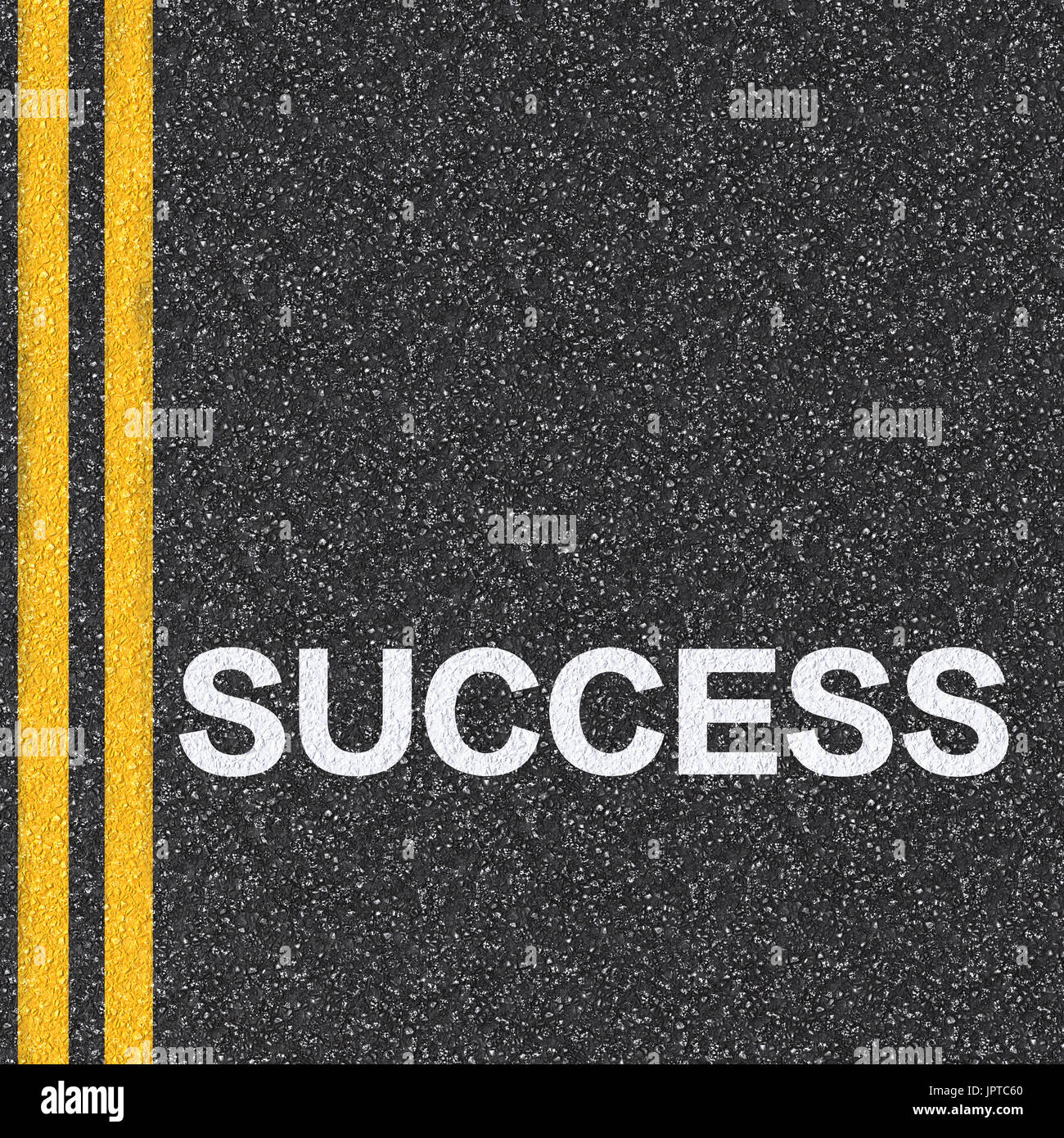 Route du succès concept avec succès en rendu 3D texte sur route asphaltée. Banque D'Images