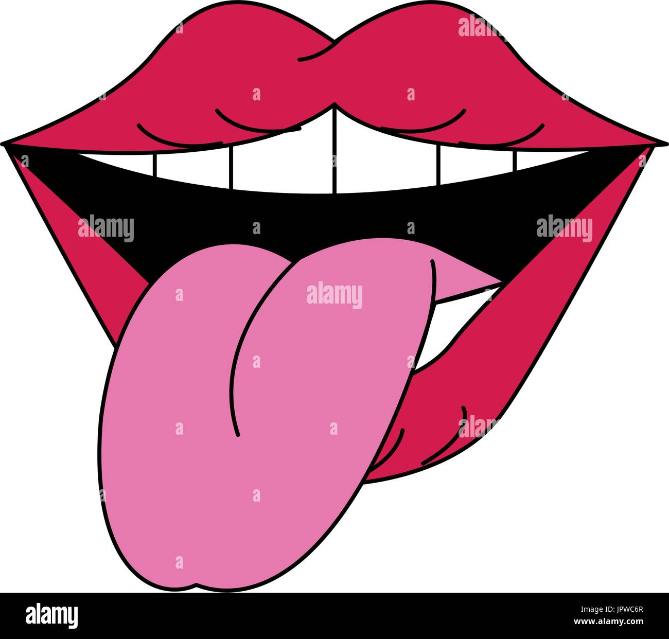 Bouche Au Sourire Avec Langue Droit Image Vectorielle Stock Alamy