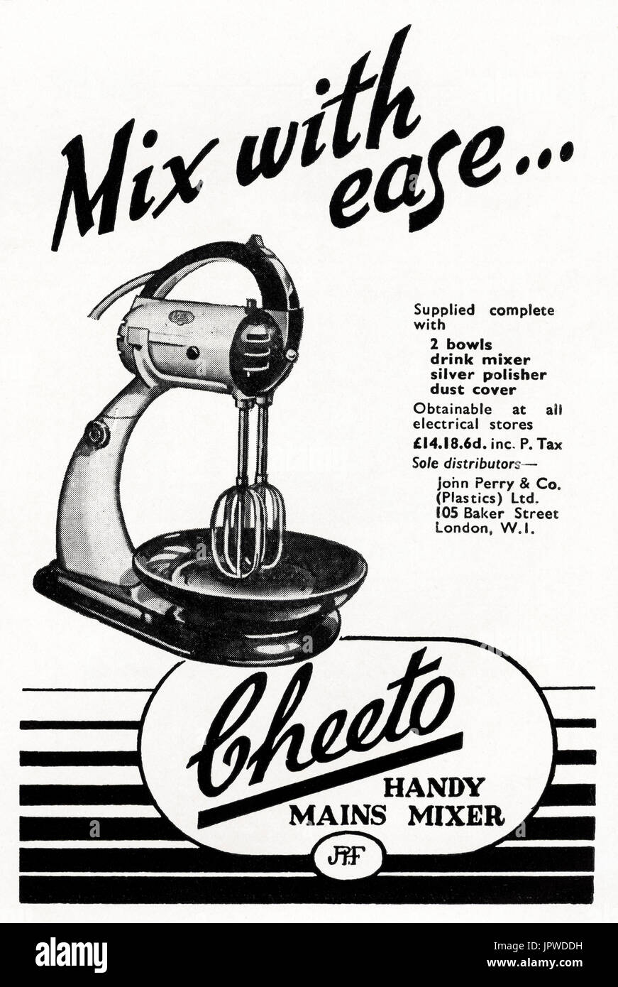 1950 old vintage retro original publicité annonce Cheeto cuisine mixeur dans magazine vers 1950 Banque D'Images