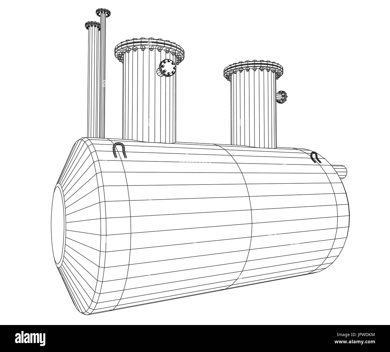 La capacité de l'équipement industriel. Wire-frame. Format EPS10. Le rendu 3D de vecteur Illustration de Vecteur