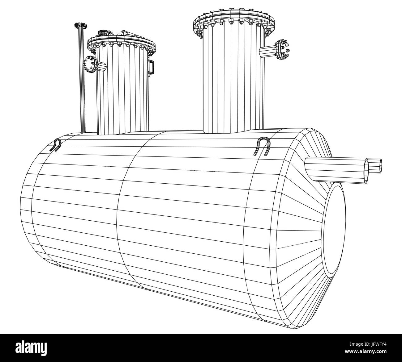 La capacité de l'équipement industriel. Wire-frame. Format EPS10. Le rendu 3D de vecteur Illustration de Vecteur