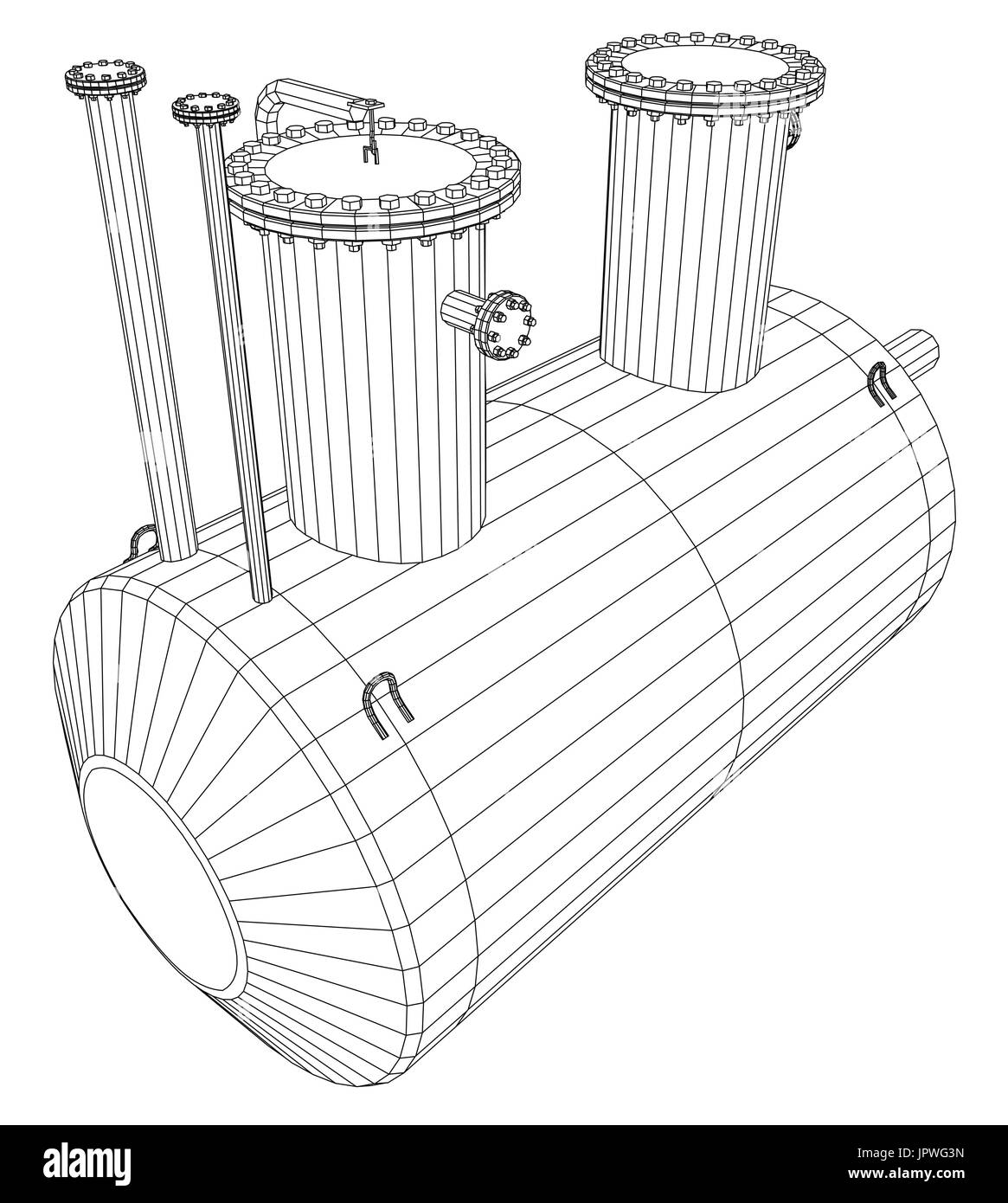 La capacité de l'équipement industriel. Wire-frame. Format EPS10. Le rendu 3D de vecteur Illustration de Vecteur