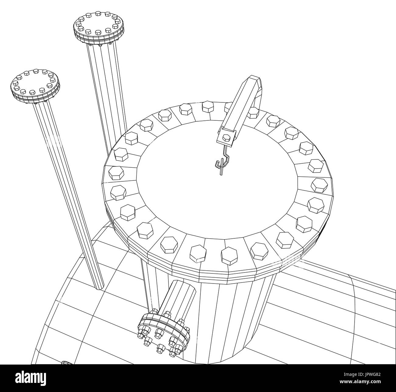 La capacité de l'équipement industriel. Wire-frame. Format EPS10. Le rendu 3D de vecteur Illustration de Vecteur