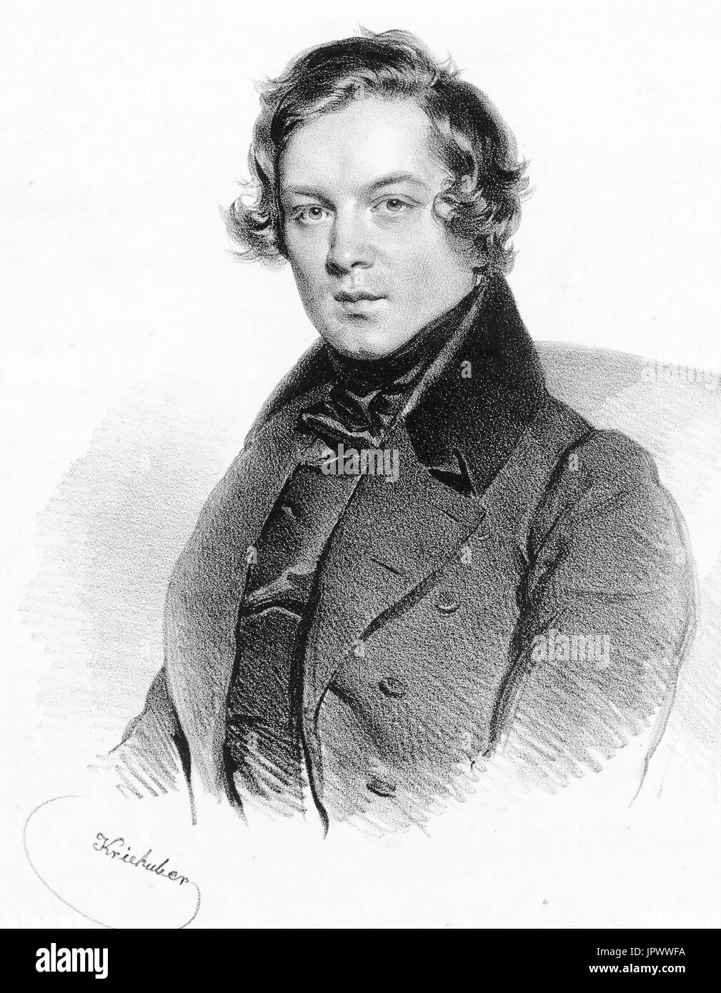 ROBERT Schumann (1810-1856) compositeur romantique allemand dans une gravure par Josef Kriehuber 1839 Banque D'Images