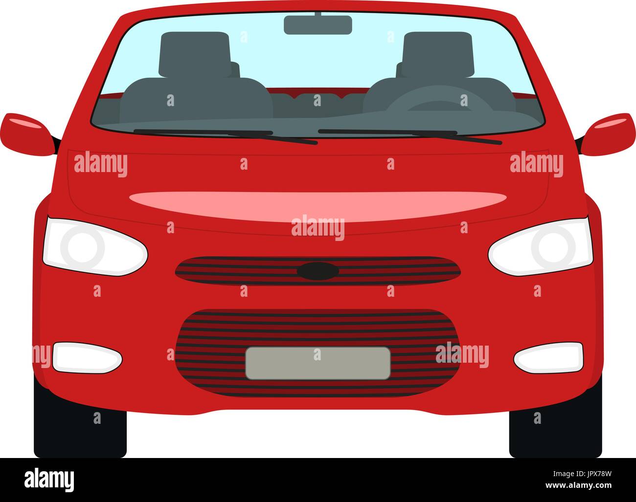 Vector cartoon voiture rouge cabriolet vue avant Illustration de Vecteur