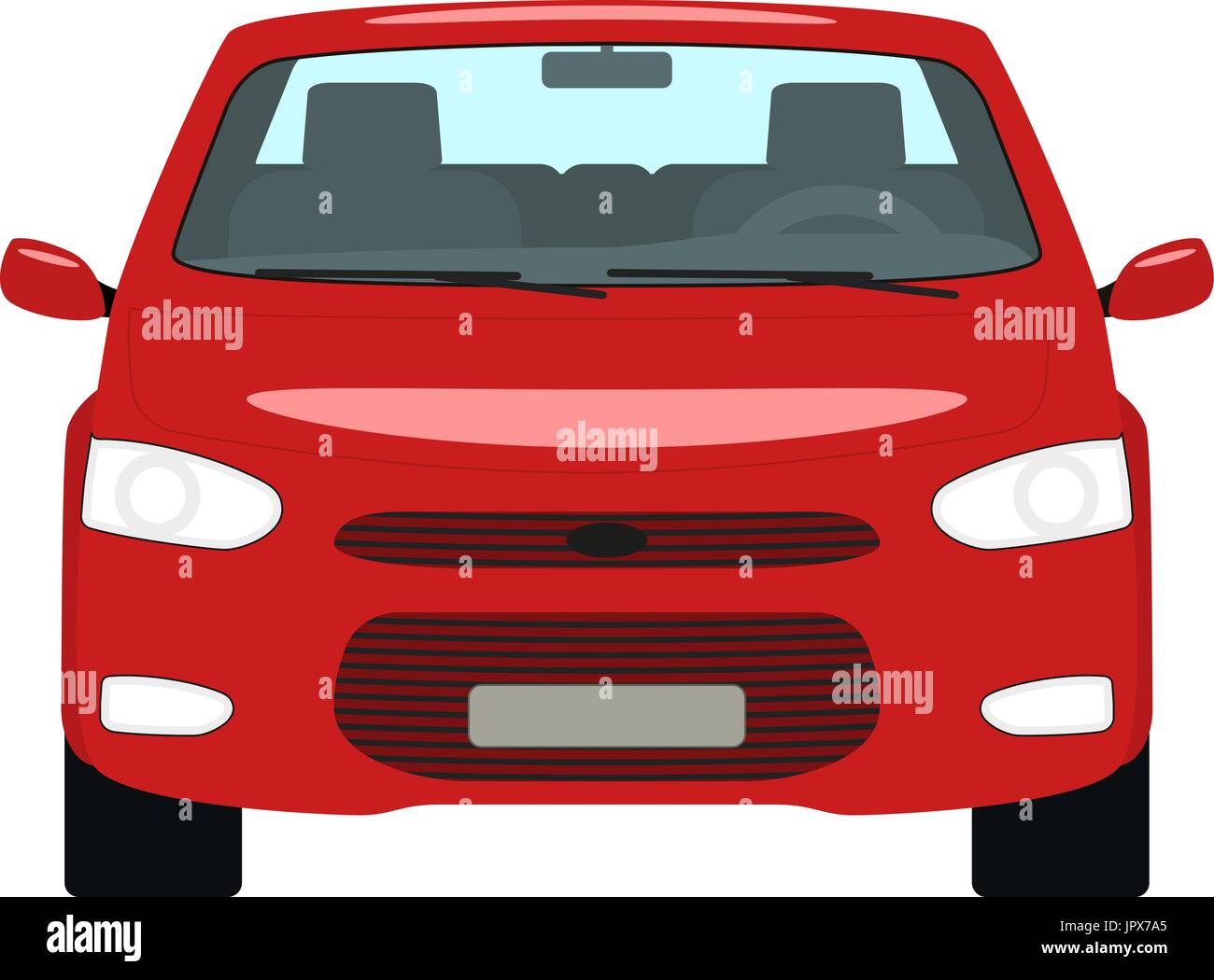 Vector cartoon voiture rouge vue de face Illustration de Vecteur