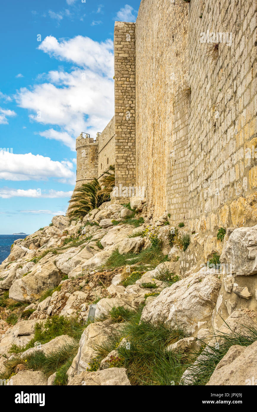 Mur de la ville de l'extérieur de Dubrovnik Croatie Banque D'Images