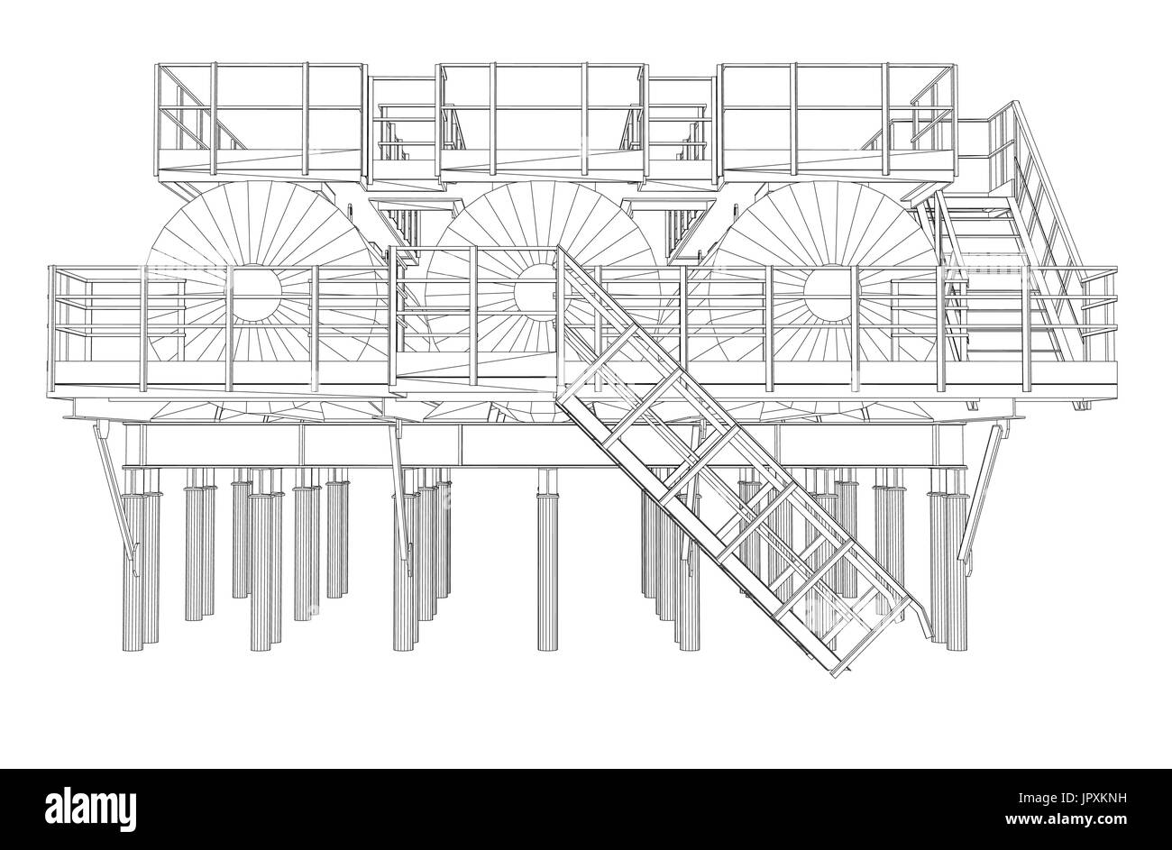 L'équipement industriel. Style fil de fer Illustration de Vecteur