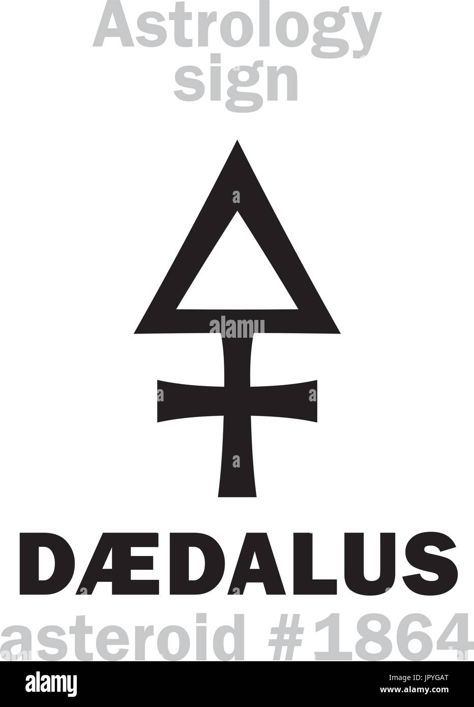 Alphabet d'astrologie : DAEDALUS, astéroïde # 1864. Caractères hiéroglyphes signe (symbole unique). Illustration de Vecteur