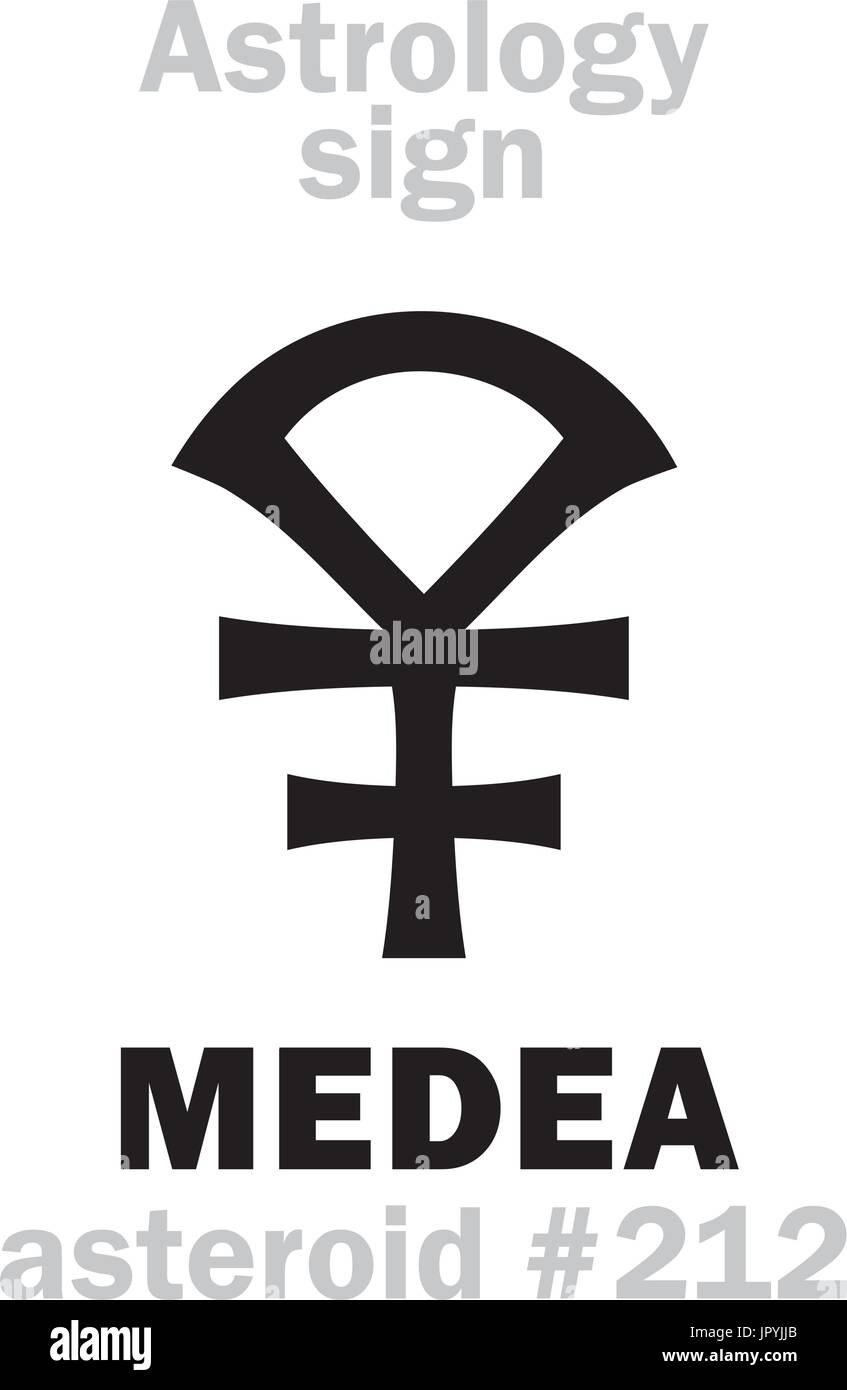Alphabet d'astrologie : MEDEA, astéroïde # 212. Caractères hiéroglyphes signe (symbole unique). Illustration de Vecteur