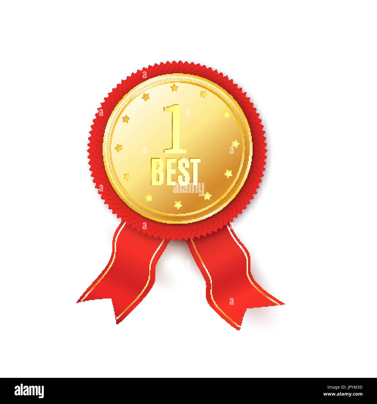 Meilleure qualité avec rosette rouge plaque or sur fond blanc. Conception vectorielle Illustration de Vecteur