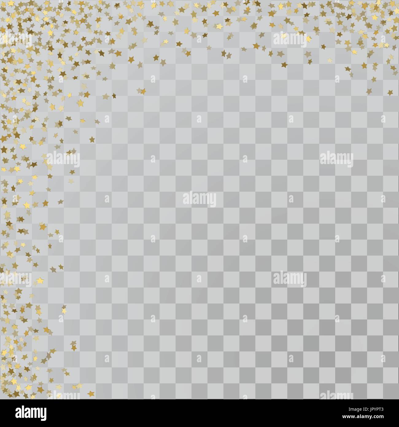 Trame de scénario d'or confettis. 3d Gold stars sur fond transparent Illustration de Vecteur