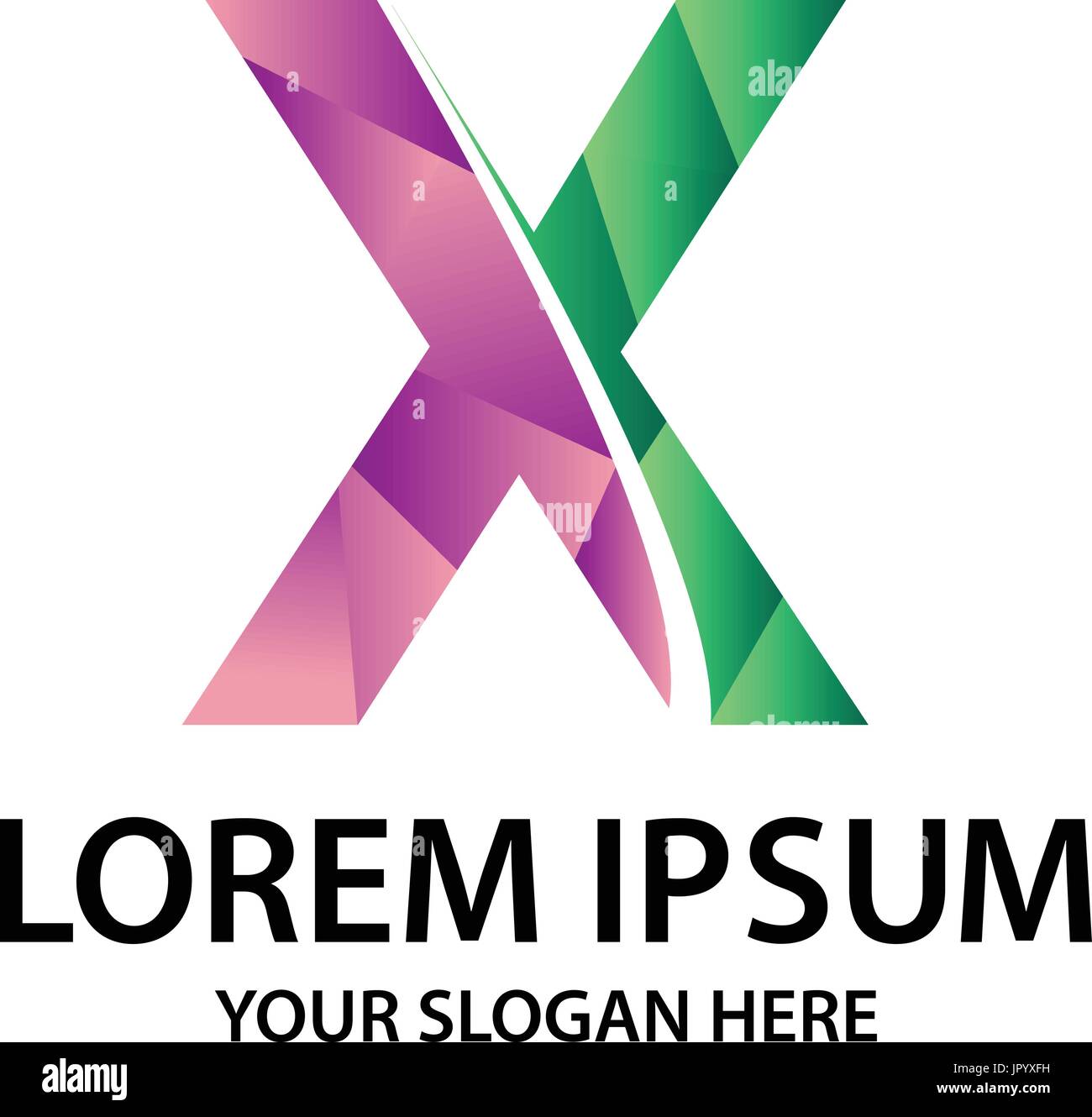 Lettre X avec style polygonal, conception de logo, isolé sur fond blanc. Illustration de Vecteur