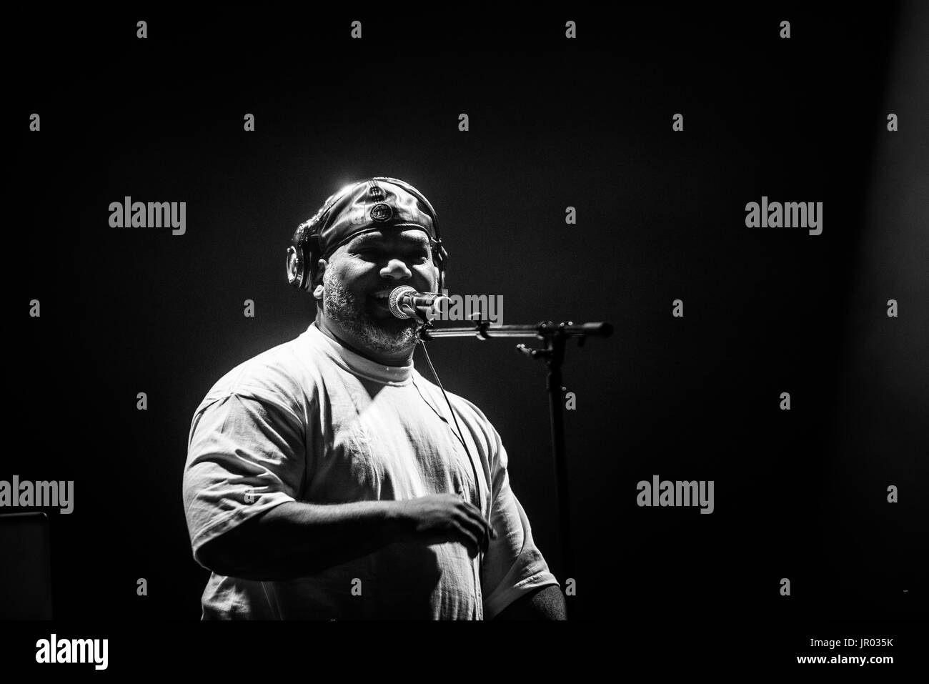 De La Soul à la scène d'un festival de musique en Colombie-Britannique Canada en noir et blanc. Banque D'Images