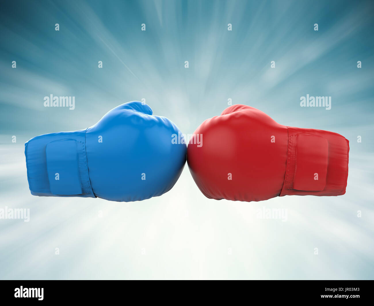 Concept de bataille avec des gants de boxe rouge et bleu Banque D'Images