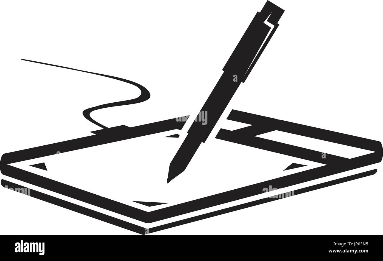 Tablette graphique moderne avec un stylo, icône icône concevoir, isolé sur fond blanc. Illustration de Vecteur