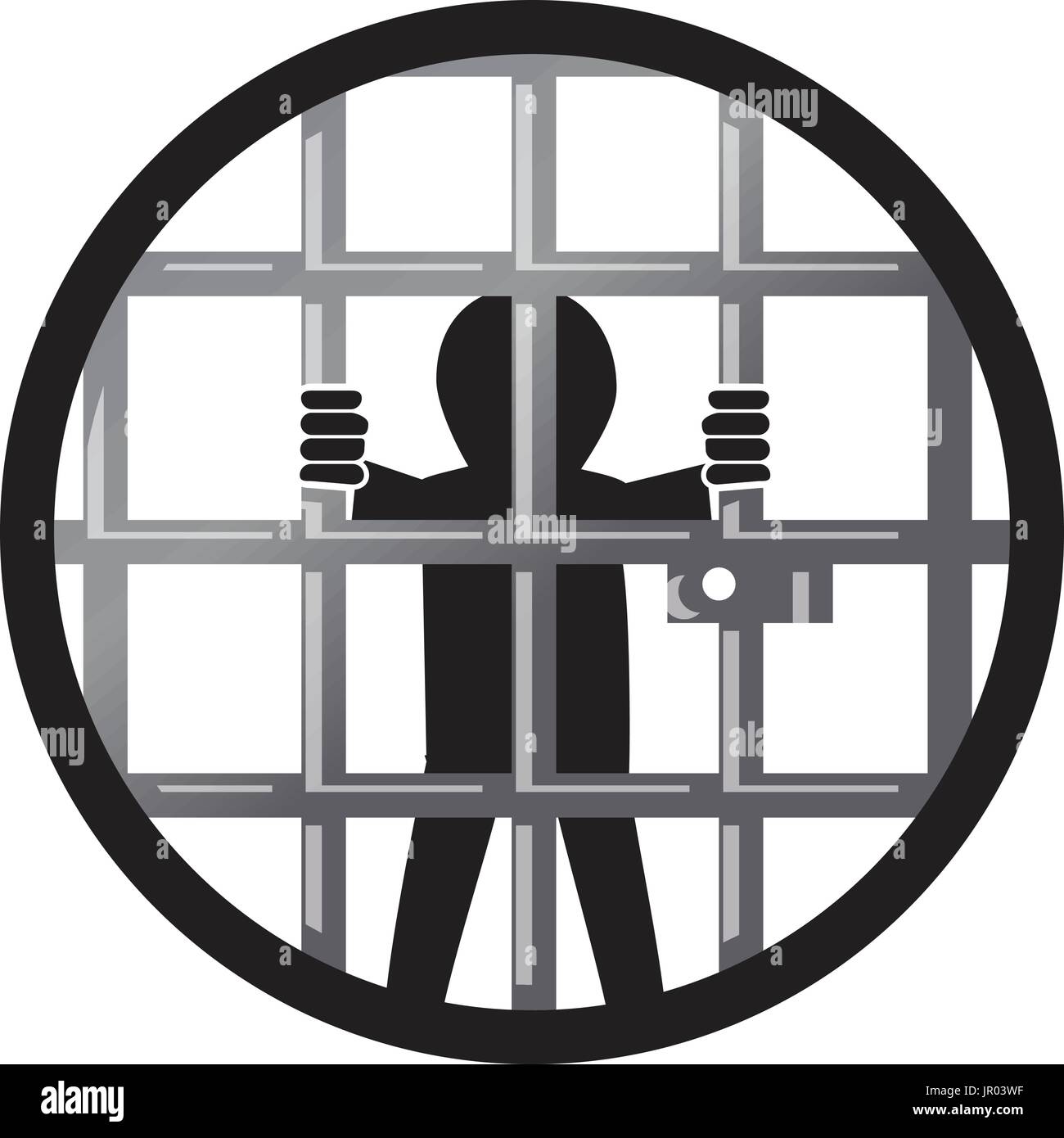 Prisonnier à l'intérieur de la prison dans un jeu d'un cercle , illustration design, isolé sur fond blanc Illustration de Vecteur