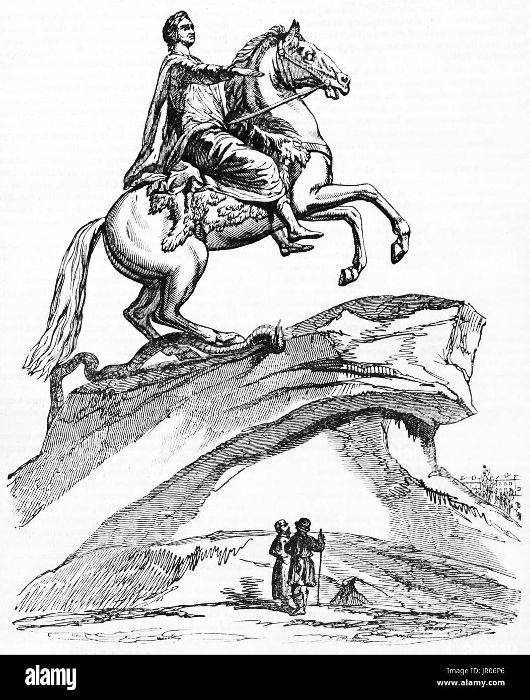 Vieux Bronze gravé la reproduction de cavalier, statue équestre de Pierre le Grand à Saint Petersbourg, en Russie. Après la sculpture d'Etienne Maurice Fa Banque D'Images