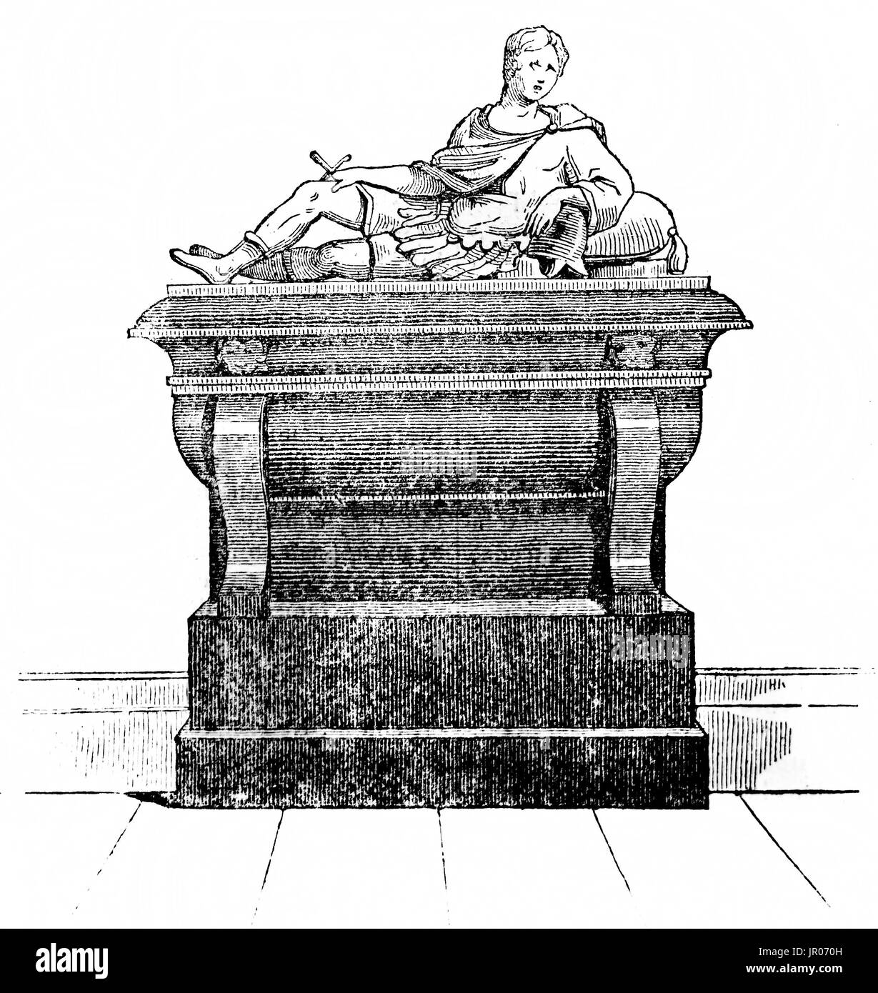 Vieille illustration du duc Henri de Montmorency tombe dans Visitation chapelle, moulins, France. Par auteur non identifié, publié le Magasin Pittoresque, P Banque D'Images