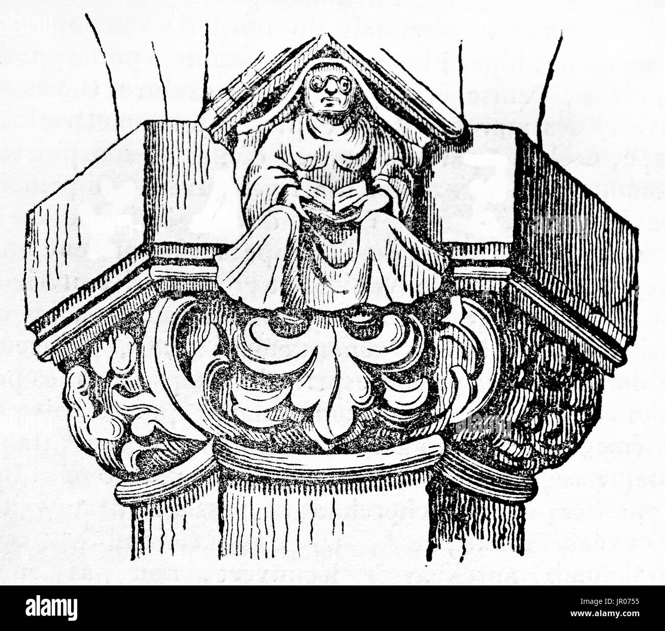 Gravée ancienne reproduction d'un bas-relief à l'hôtel de ville de Saint-Quentin. Créé par Andrew, Best et Leloir, publié le Magasin Pittoresque, Paris, 183 Banque D'Images