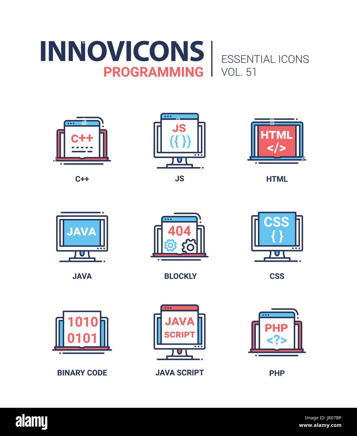 Programmation - ligne vectorielle moderne icons set. Illustration de Vecteur Programmation - ligne vectorielle moderne icons set. Illustration de Vecteur