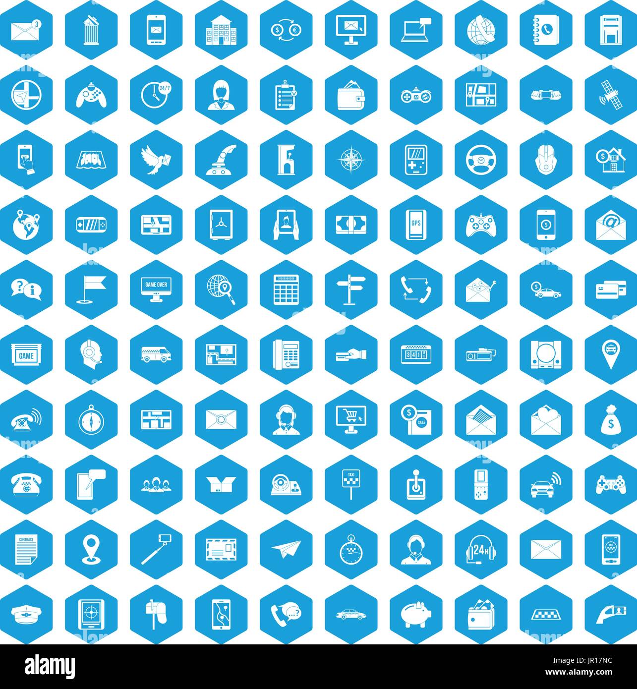 Téléphone 100 icons set blue Illustration de Vecteur