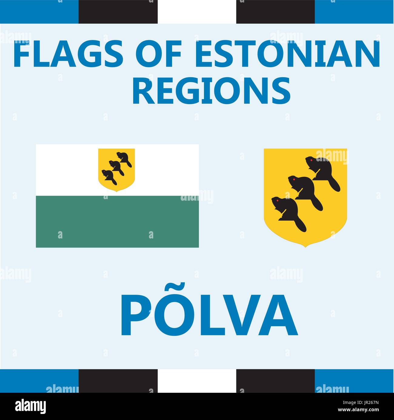Drapeau de la région de l'Estonienne Polva Illustration de Vecteur