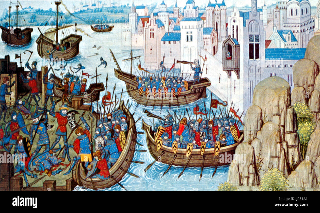 Le siège de Tyr a été orchestrée par Alexandre le Grand en 332 av. J.-C. Au cours de sa campagne contre les Perses. L'armée macédonienne n'a pas pu prendre la ville, qui était une base côtière stratégique sur la mer Méditerranée, par des moyens classiques parce qu'il était sur une île et les murs avaient droit jusqu'à la mer. Alexander a répondu à ce problème en premier le blocus et le siège de Tyr pendant sept mois, puis par la construction d'une chaussée qui lui a permis de violer les fortifications. Il est dit qu'Alexandre était tellement furieux à la défense des Tyriens et la perte de ses hommes qu'il détruit la moitié e Banque D'Images