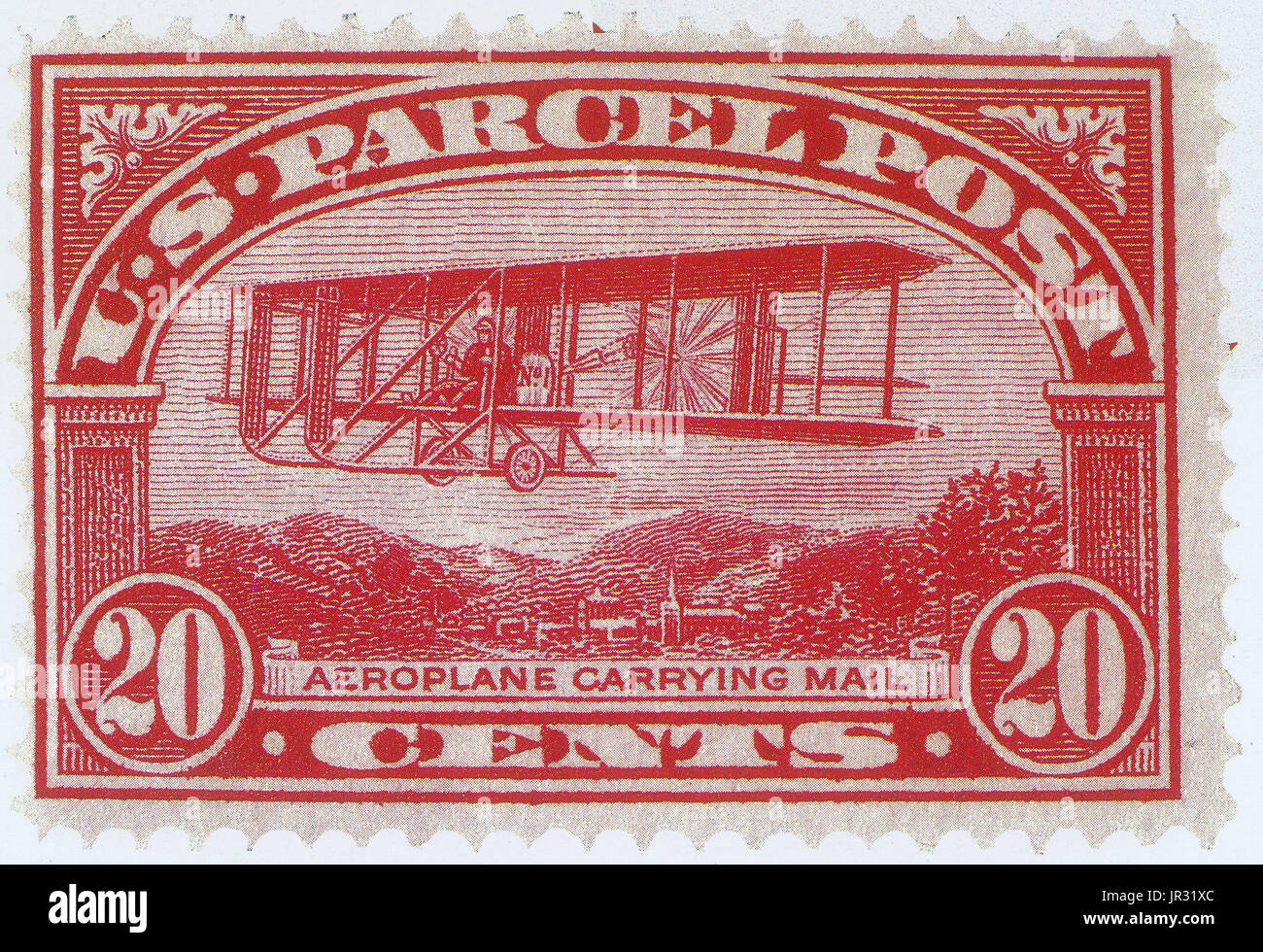 Biplan Postal,U.S. Colis Postal Stamp,1913 Banque D'Images