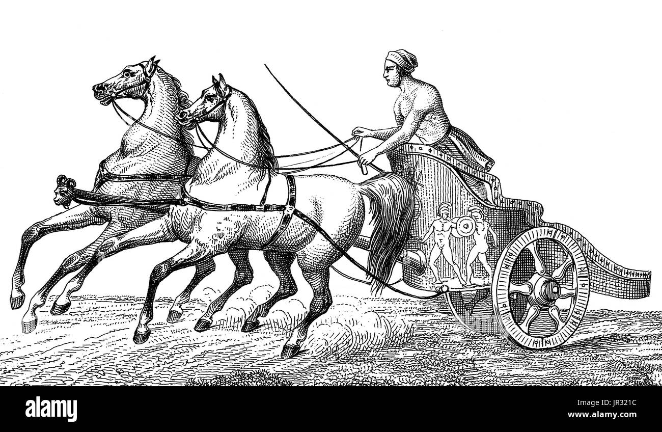 Jeux Olympiques antiques,Two-Horse course de chars Banque D'Images